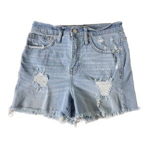 Madewell 25 High Rise Denim Posey Cut Off Jean Shorts Light Blue Wash Distressed